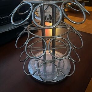 Silver Metal Circular Spice Rack. Spins for convenience.